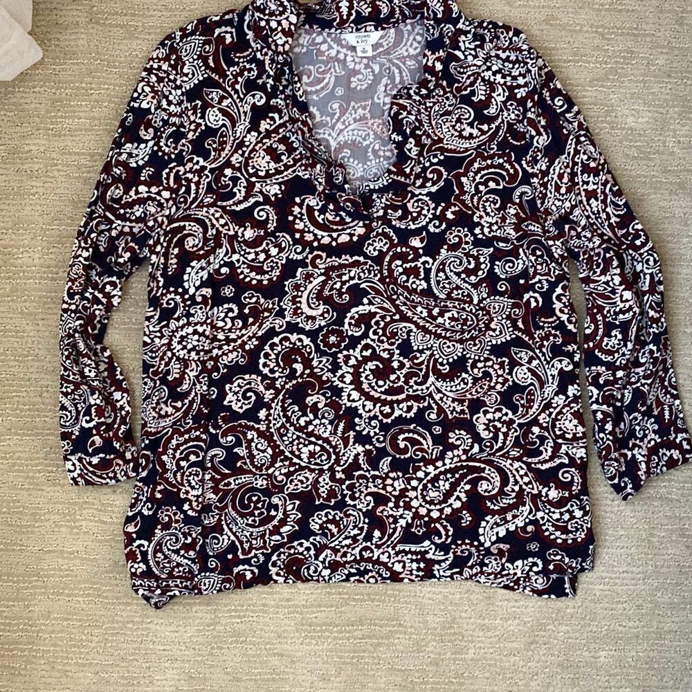 Women’s Crown & Ivy Paisley Print Blouse, Size Medium
